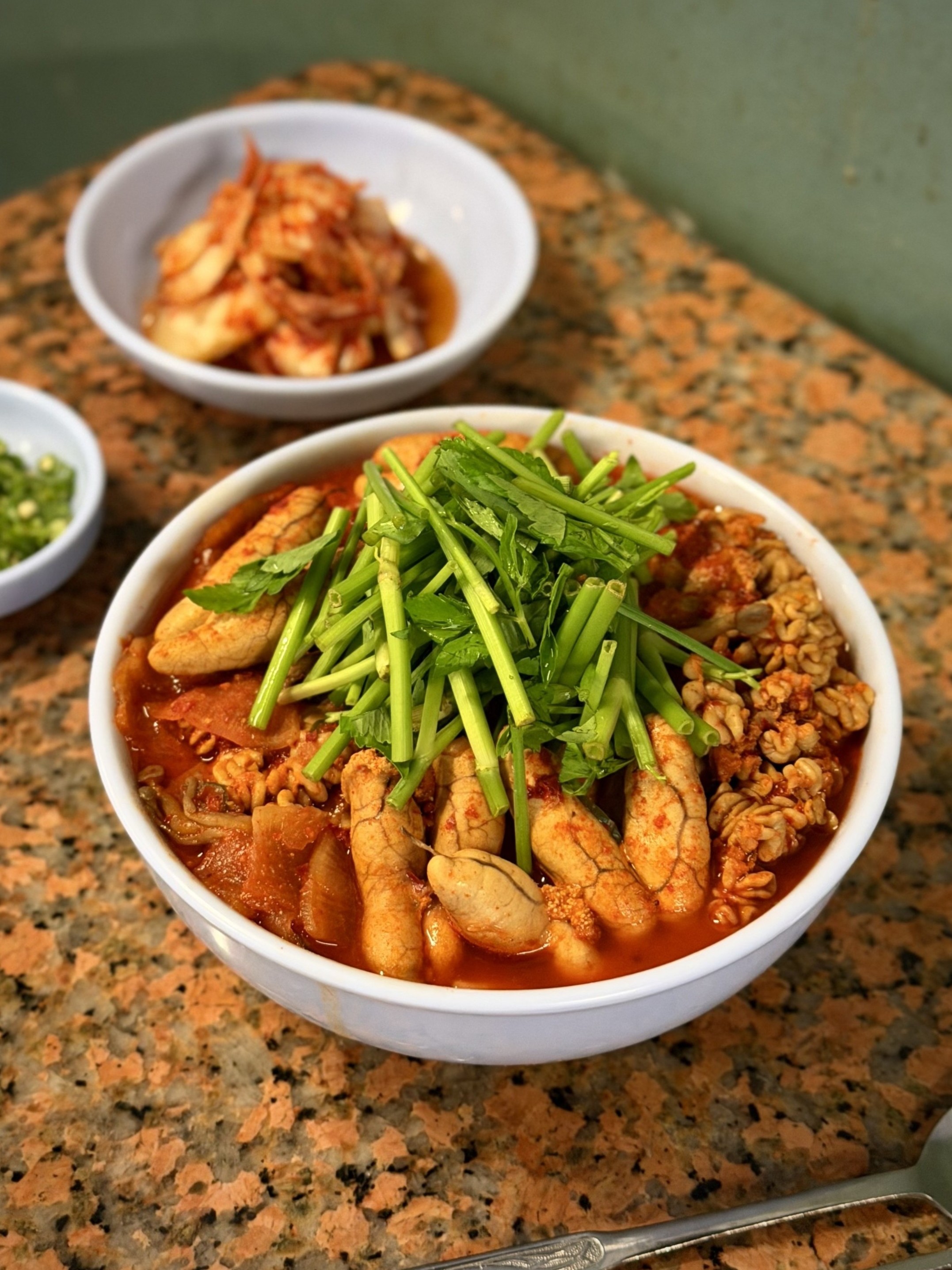 Knife-cut noodles with fish roe and milt