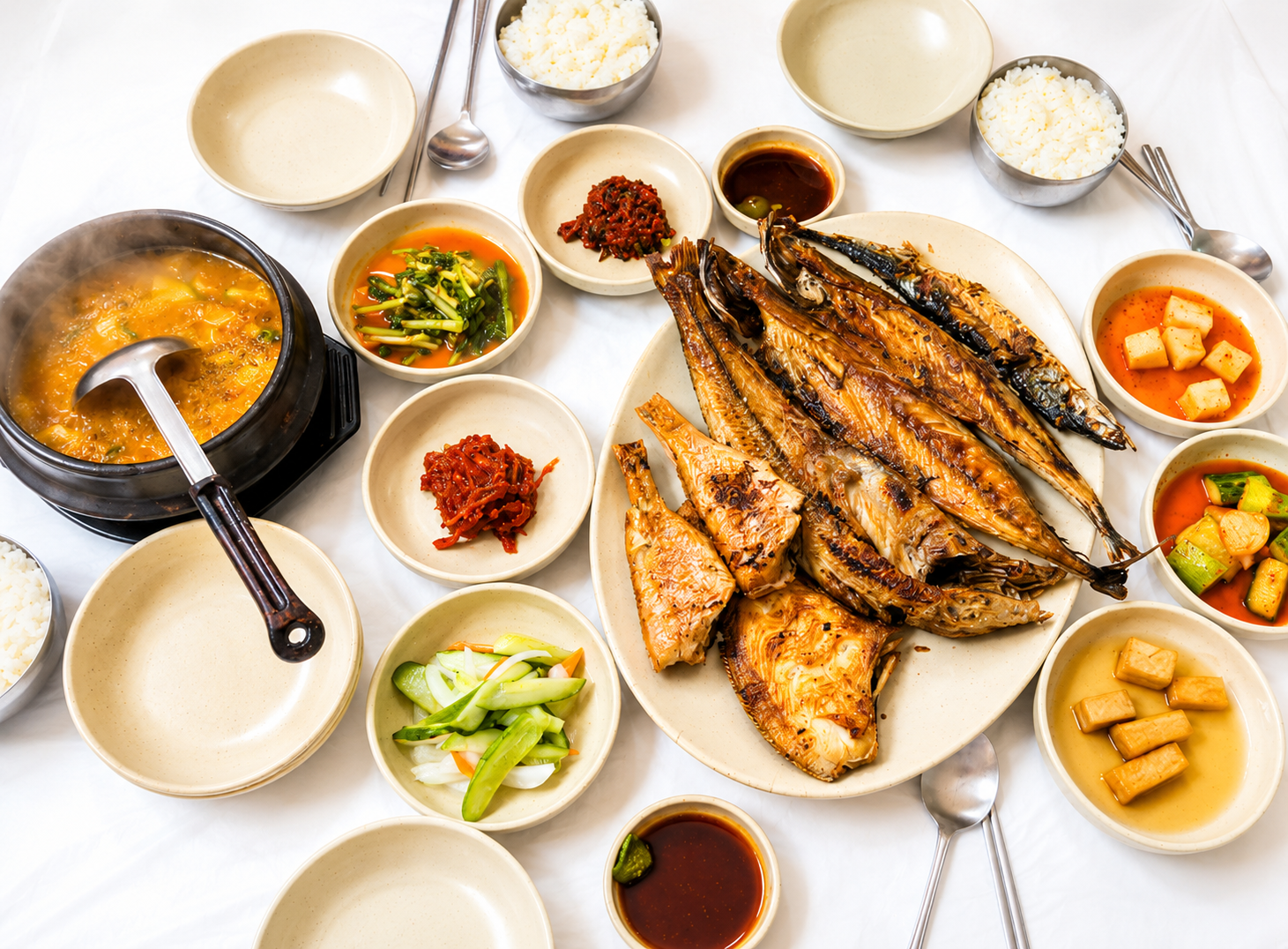 Assorted grilled fish